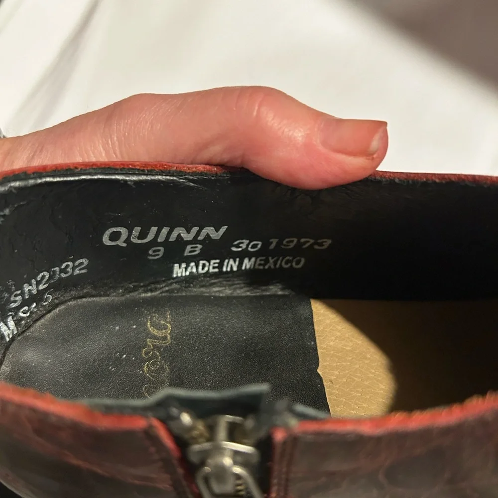 Quinn Red Brown Leather Booties